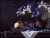 Still Life with Irises and Grapes by Maureen Hyde